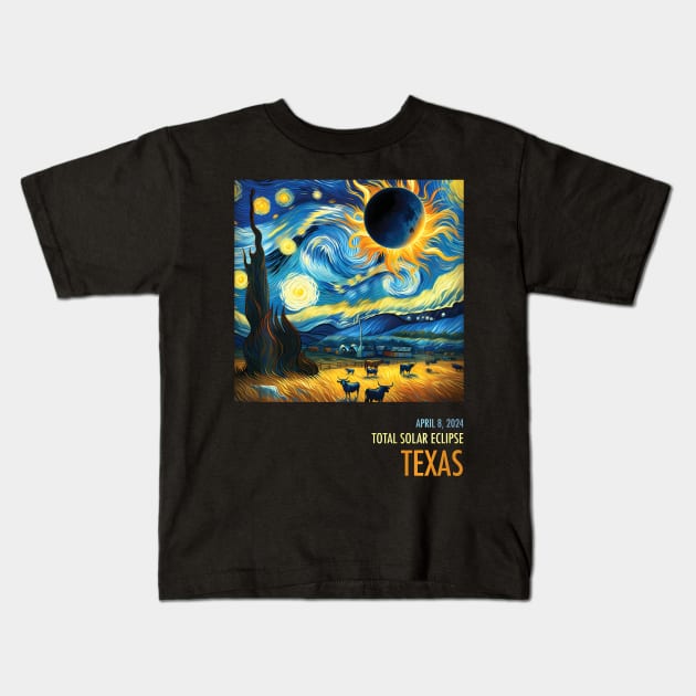 Total Solar Eclipse 2024 Texas Kids T-Shirt by SanJKaka